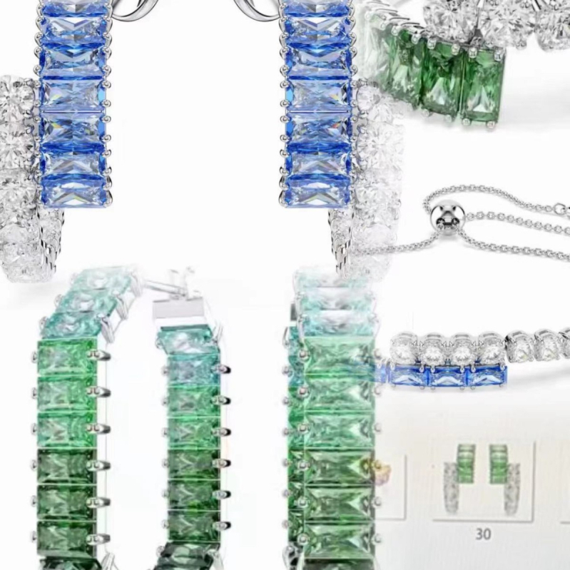 Matrix Series set nakita: naušnice, ogrlica i narukvica s kristalnim detaljima; bakar; privjesak od legure; O-oblika lanac; motivi biljaka i cvijeća; unisex, personalizirani stil