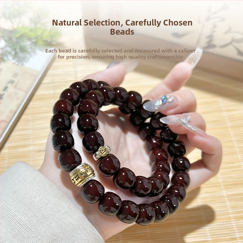Narukvica Bodhi Root, dvostruko omotanje, 11 mm perle, prirodni, unisex
