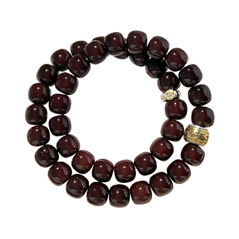 Narukvica Bodhi Root, dvostruko omotanje, 11 mm perle, prirodni, unisex