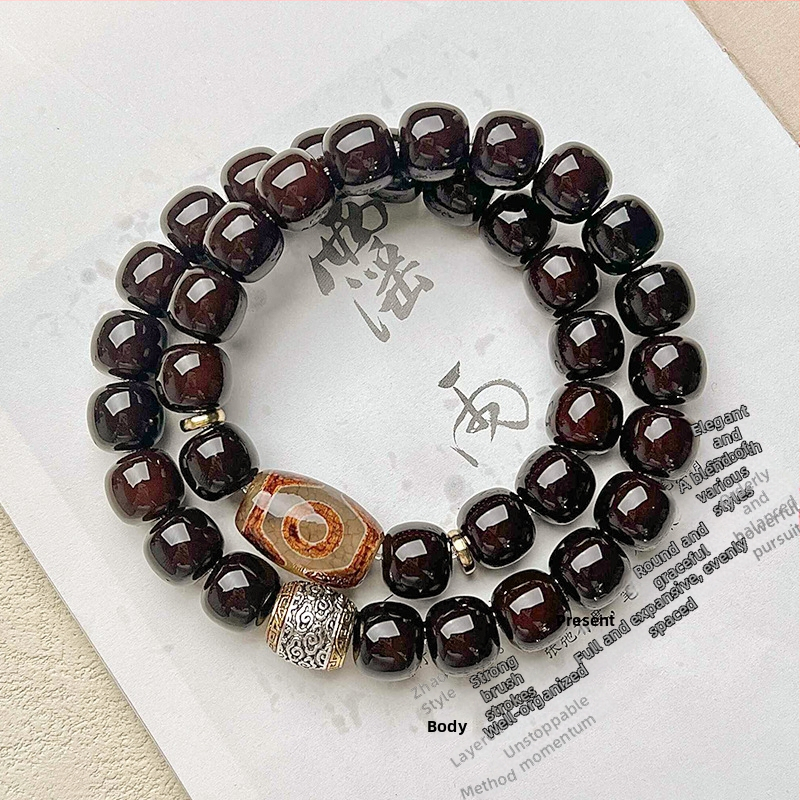 Narukvica Bodhi Root, dvostruko omotanje, 11 mm perle, prirodni, unisex