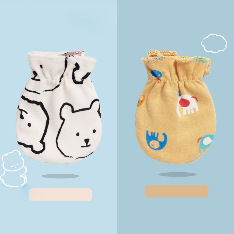 Naujagimių anti-scratch pirštinių komplektas - 100% medvilnė, kvėpuojanti, aukšta elastinė, įtraukti kojų uždangalai, unisex, visiems sezonams