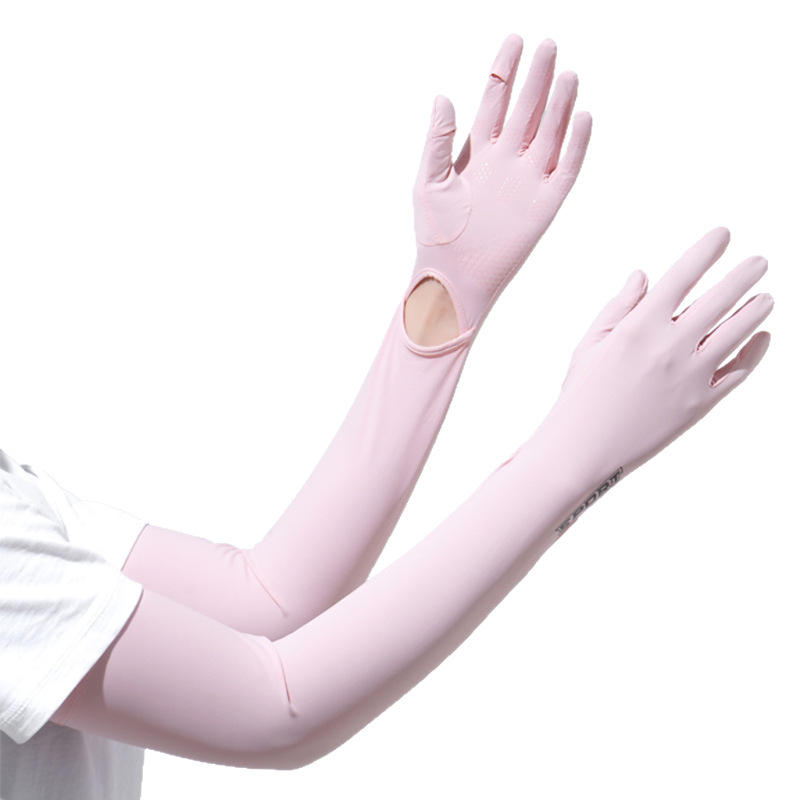 Дамски удължен ръкав от ледена коприна с UV защита, за шофиране и каране на колело