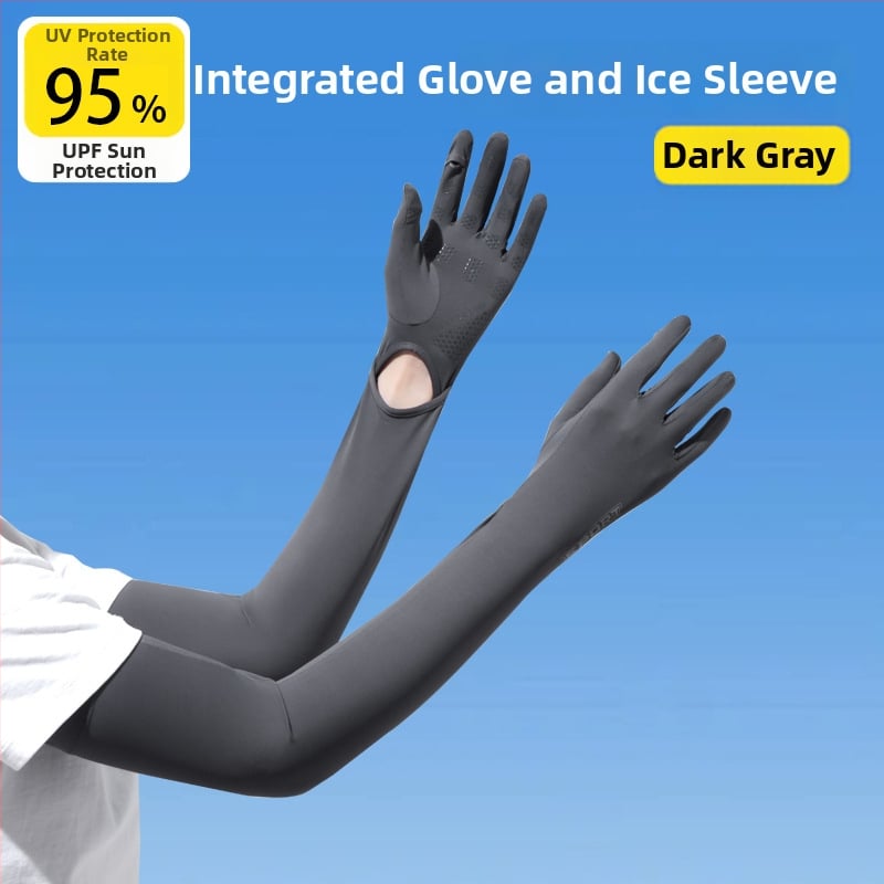 Дамски удължен ръкав от ледена коприна с UV защита, за шофиране и каране на колело