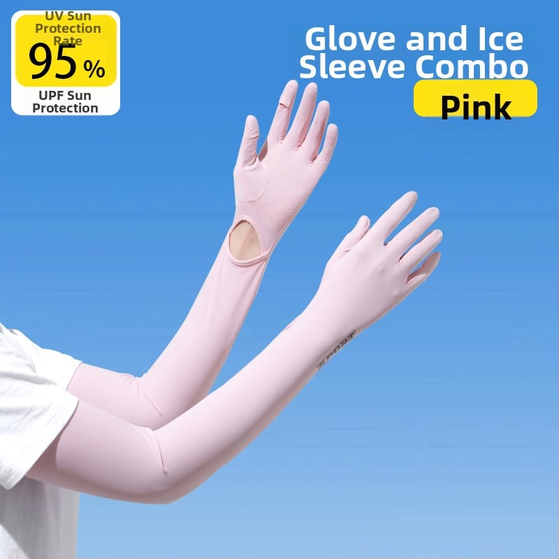 Дамски удължен ръкав от ледена коприна с UV защита, за шофиране и каране на колело