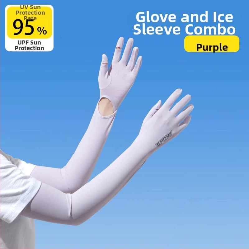 Дамски удължен ръкав от ледена коприна с UV защита, за шофиране и каране на колело