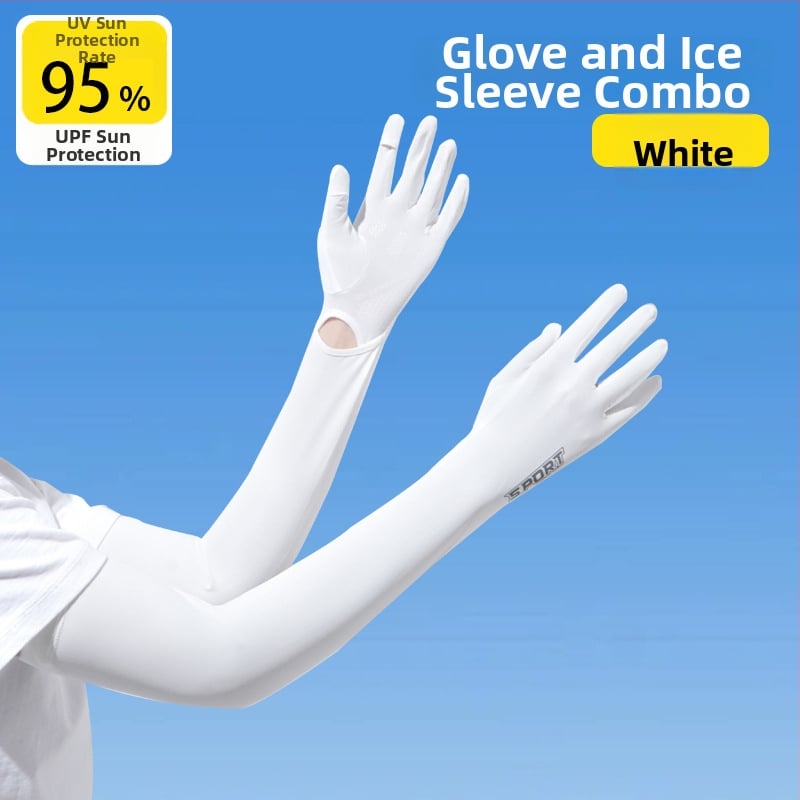 Дамски удължен ръкав от ледена коприна с UV защита, за шофиране и каране на колело