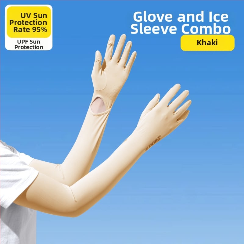 Дамски удължен ръкав от ледена коприна с UV защита, за шофиране и каране на колело