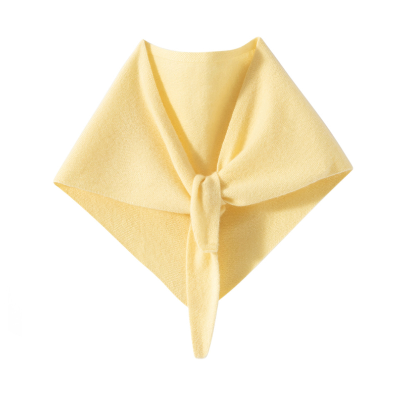 Ženski pleteni kašmirski trokutasti šal (100% kašmir; Mengyu shijia; jesen 2025)