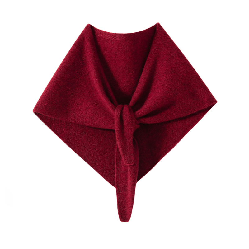 Ženski pleteni kašmirski trokutasti šal (100% kašmir; Mengyu shijia; jesen 2025)