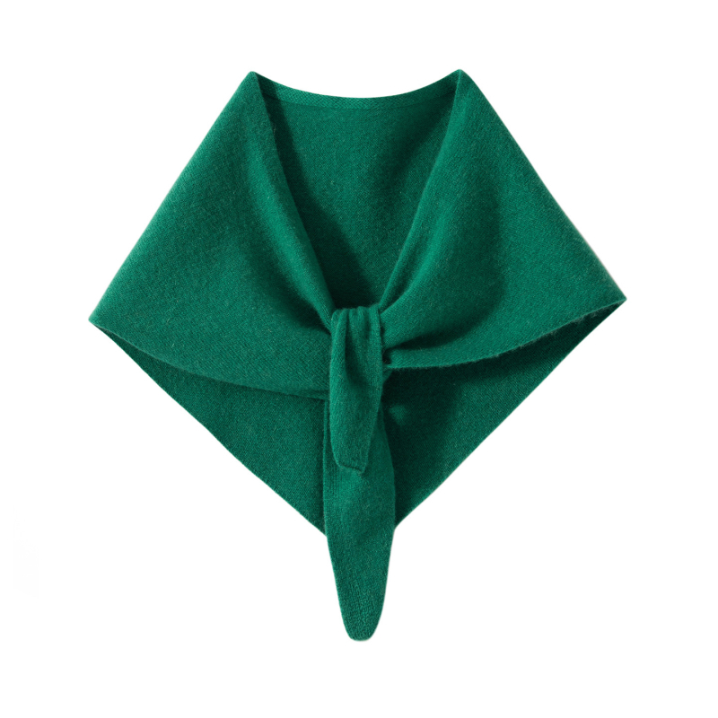 Ženski pleteni kašmirski trokutasti šal (100% kašmir; Mengyu shijia; jesen 2025)