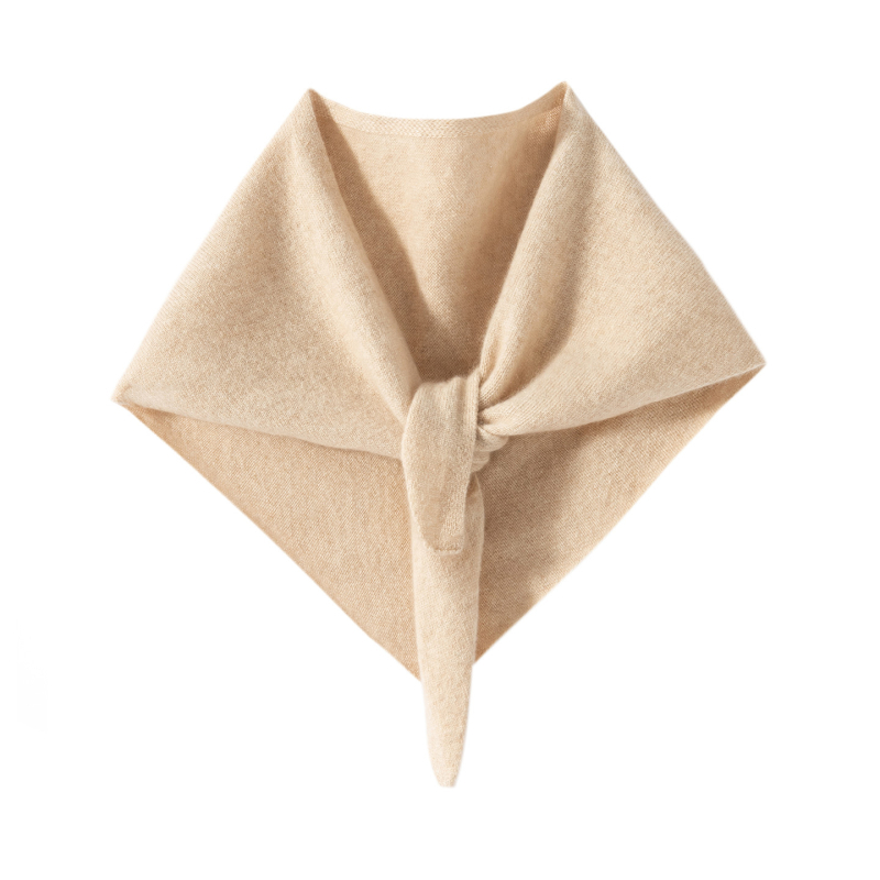 Ženski pleteni kašmirski trokutasti šal (100% kašmir; Mengyu shijia; jesen 2025)