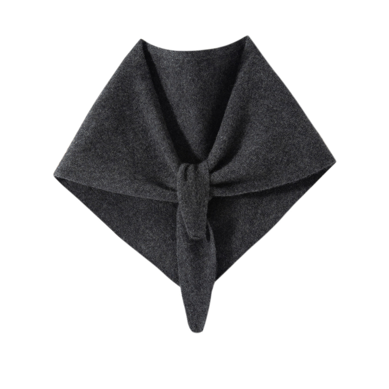 Ženski pleteni kašmirski trokutasti šal (100% kašmir; Mengyu shijia; jesen 2025)