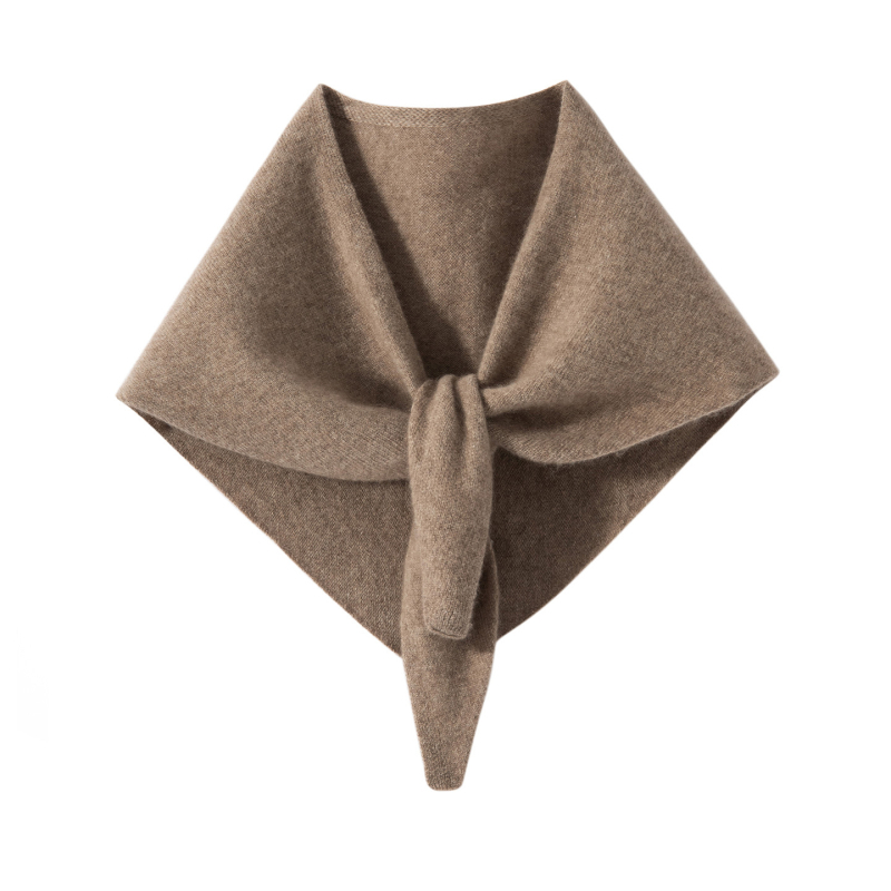 Ženski pleteni kašmirski trokutasti šal (100% kašmir; Mengyu shijia; jesen 2025)