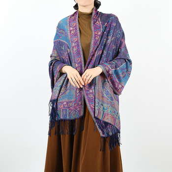 Yidongba Ženski pamukasti jacquard dugi šal s Paisley etničkim uzorkom