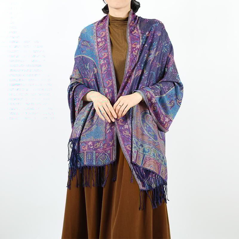 Yidongba Ženski pamukasti jacquard dugi šal s Paisley etničkim uzorkom