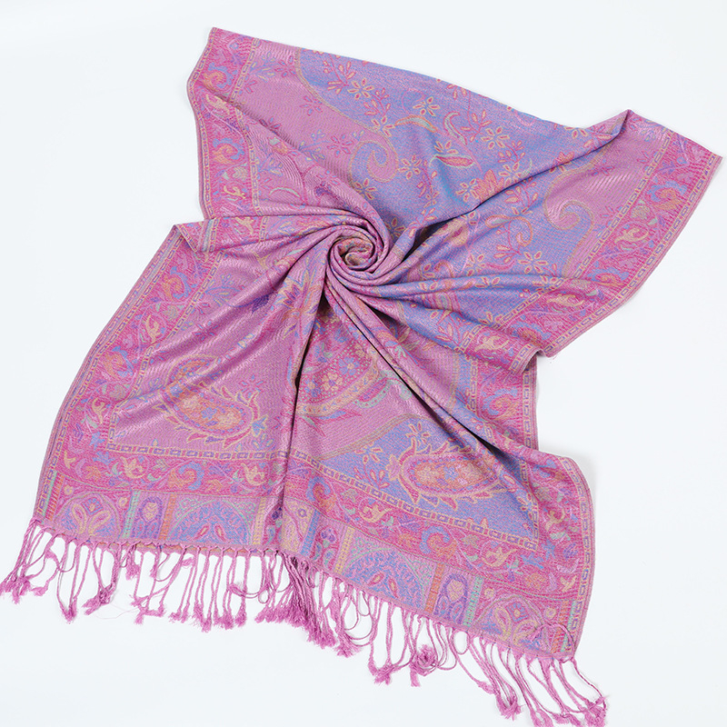 Yidongba Ženski pamukasti jacquard dugi šal s Paisley etničkim uzorkom