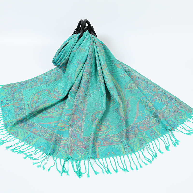 Yidongba Ženski pamukasti jacquard dugi šal s Paisley etničkim uzorkom