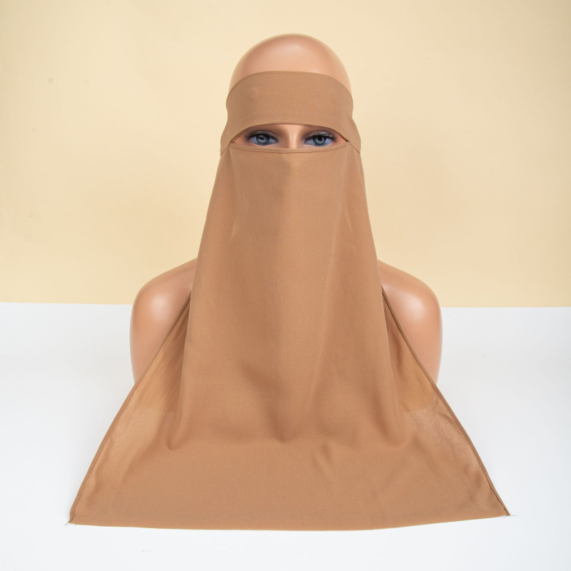 Chiffon šal za glavu s vezicom za vrat i etničkom maskom, prozračan, UV zaštita, sjenčanje, 100% poliester