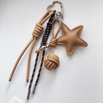 Odinis raktų pakabukas su žvaigžde, rankomis išaustas virvės mazgas, Korėjietiškas stilius (Pavasario 2025 leidimas)