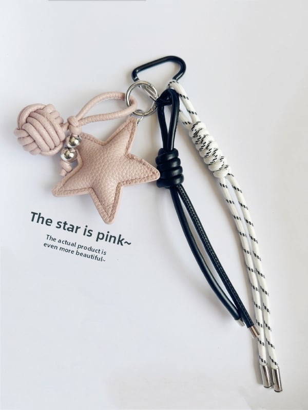 Odinis raktų pakabukas su žvaigžde, rankomis išaustas virvės mazgas, Korėjietiškas stilius (Pavasario 2025 leidimas)