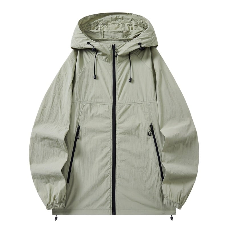 Neilona jaka ar kapuci – ultra plāna, elpojoša, ar rāvējslēdzēja kabatām