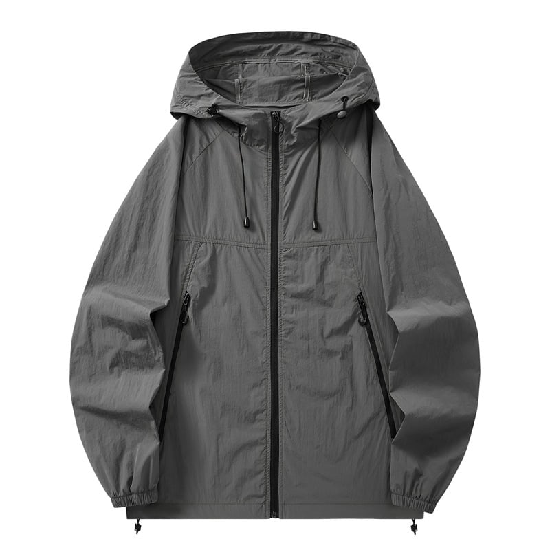 Neilona jaka ar kapuci – ultra plāna, elpojoša, ar rāvējslēdzēja kabatām