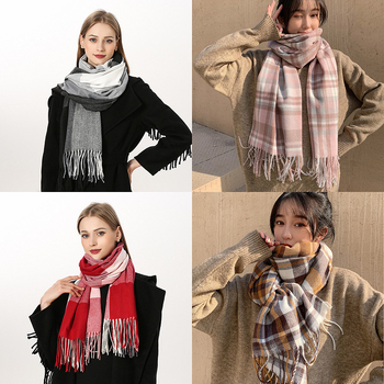 Каре шал от полиестер с имитация на кашмир, плетено, запазва топлината, зима