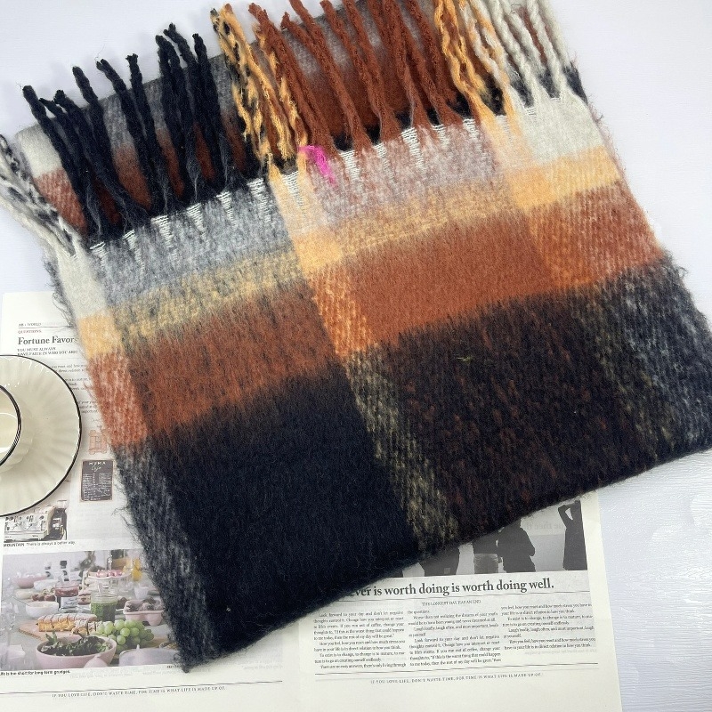 Šal od mohaira sa warp-knit konstrukcijom, polyester-mješavina, dugačak, grije zimu, svestran, vrhunski stil