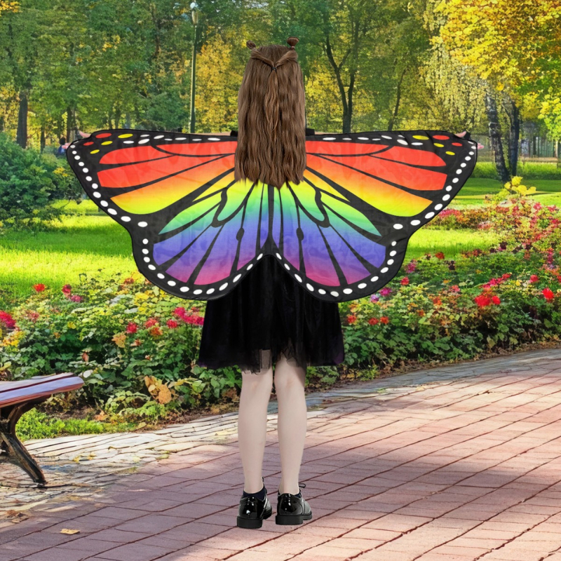 Šifonska pelerina s leptirovim motivom za djecu – Halloween cosplay šal