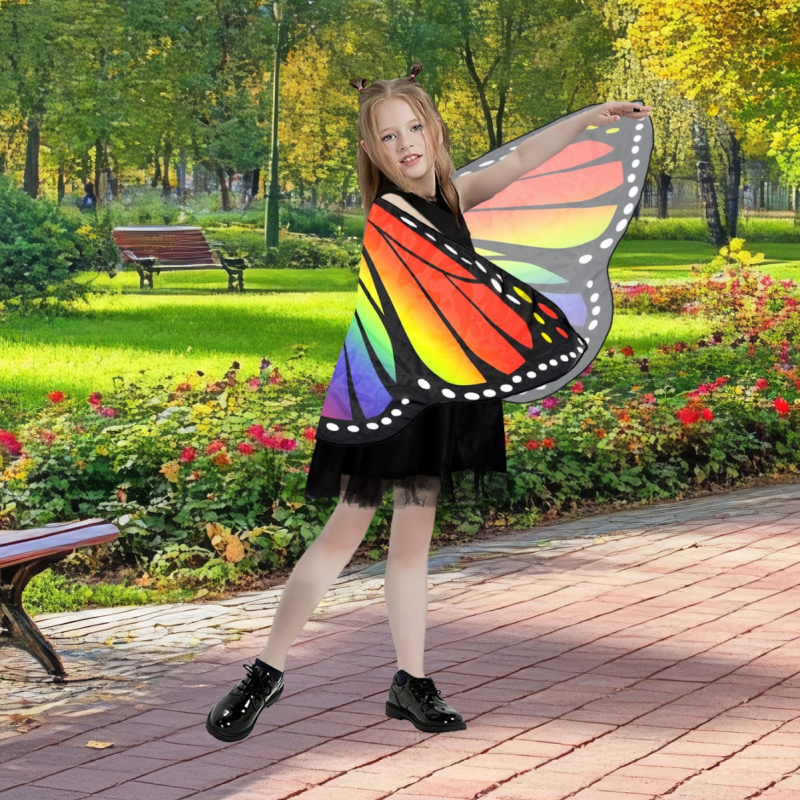 Šifonska pelerina s leptirovim motivom za djecu – Halloween cosplay šal