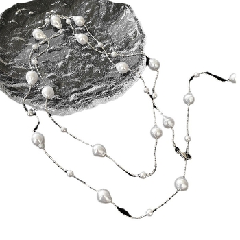 Geometrijski višeslojni ogrlica od umjetnih bisera — Kaitin Jewelry, elegantan stil za žene