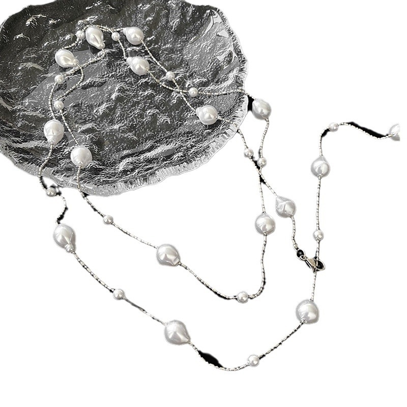 Geometrijski višeslojni ogrlica od umjetnih bisera — Kaitin Jewelry, elegantan stil za žene