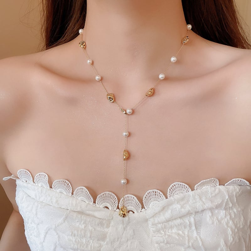 Geometrijski višeslojni ogrlica od umjetnih bisera — Kaitin Jewelry, elegantan stil za žene