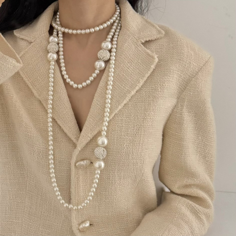 Geometrijski višeslojni ogrlica od umjetnih bisera — Kaitin Jewelry, elegantan stil za žene