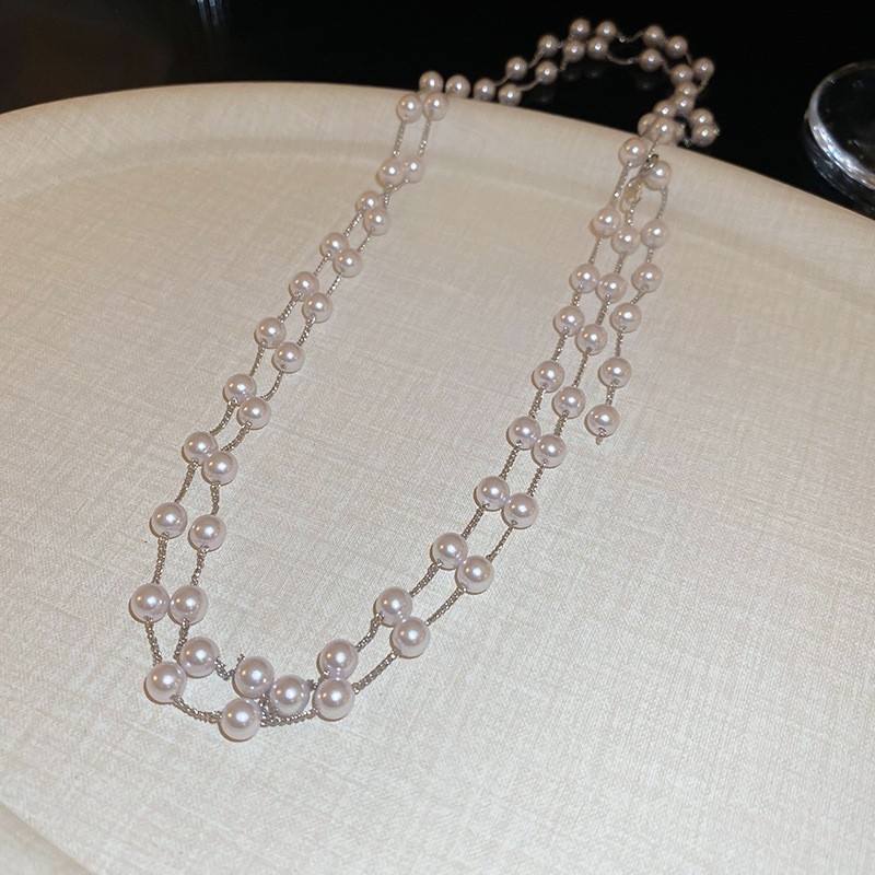 Geometrijski višeslojni ogrlica od umjetnih bisera — Kaitin Jewelry, elegantan stil za žene