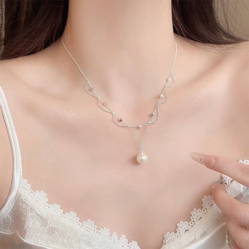 Geometrijski višeslojni ogrlica od umjetnih bisera — Kaitin Jewelry, elegantan stil za žene