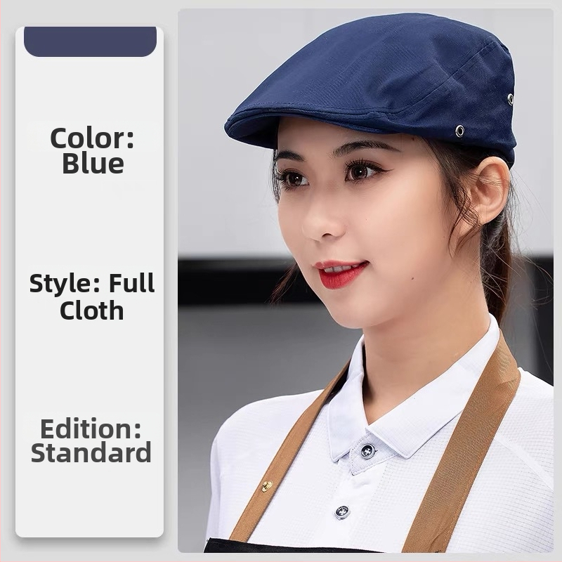 Unisex denim beret za kuhinju, kafiće i restorane – mrežasta kapa kuhara s ušivenim logom