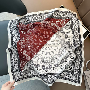 Копринен квадратен шал, 100% коприна, плоско тъкане, стил: свеж и сладък, стил Шанел, пролет