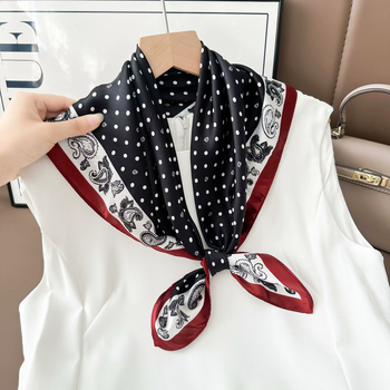 Копринен квадратен шал, 100% коприна, плоско тъкане, стил: свеж и сладък, стил Шанел, пролет