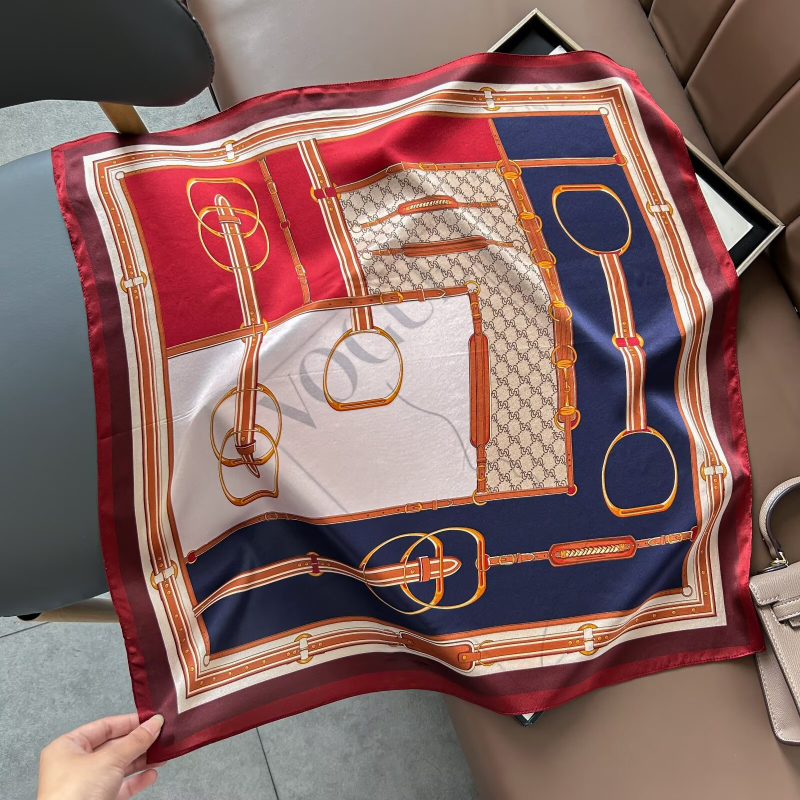 Копринен квадратен шал, 100% коприна, плоско тъкане, стил: свеж и сладък, стил Шанел, пролет