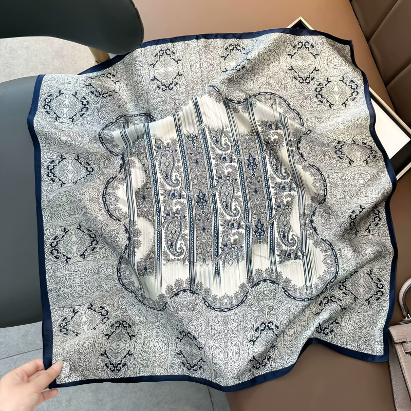 Копринен квадратен шал, 100% коприна, плоско тъкане, стил: свеж и сладък, стил Шанел, пролет