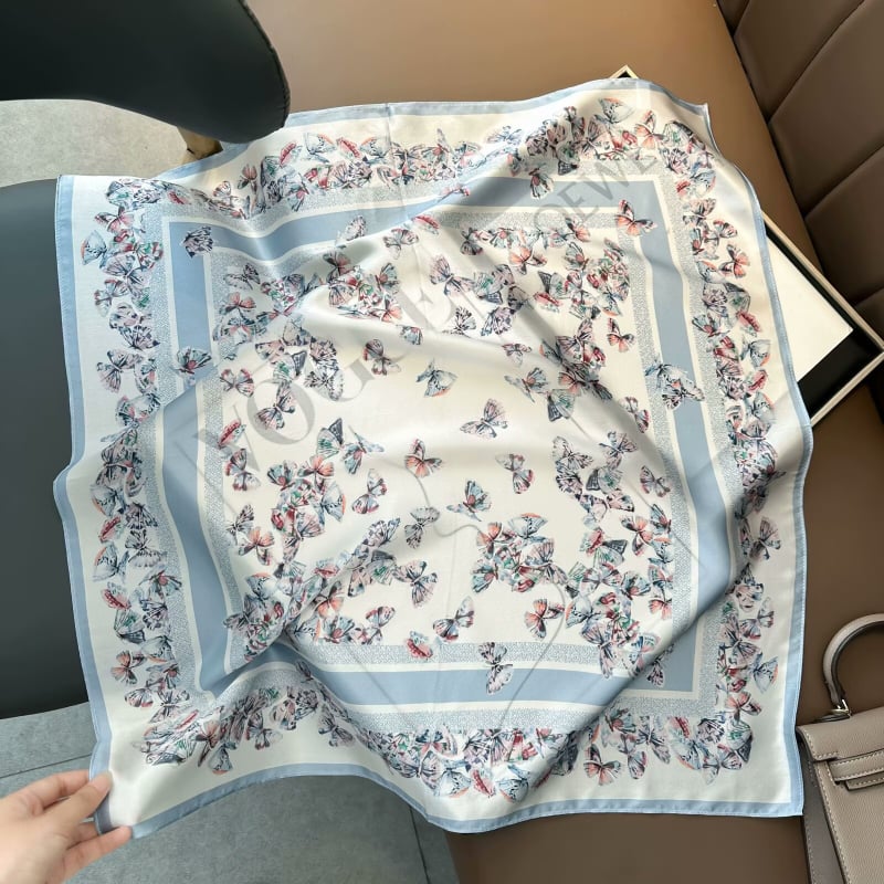 Копринен квадратен шал, 100% коприна, плоско тъкане, стил: свеж и сладък, стил Шанел, пролет