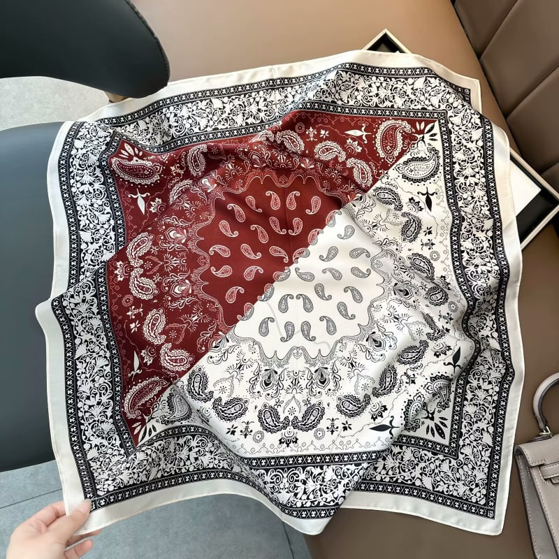 Копринен квадратен шал, 100% коприна, плоско тъкане, стил: свеж и сладък, стил Шанел, пролет