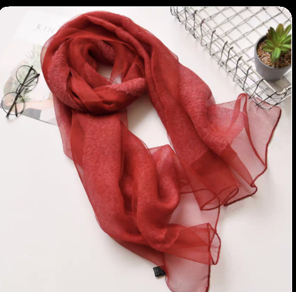 Scarlet Man šal od svile moruše – warp tkanje, zimski dodatak, vintage literarno retro stil
