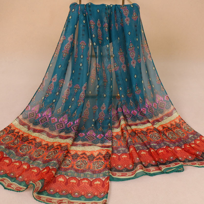 Šal od šifona (polyester) - Indijski stil, Puchang i Francuski retro, Hangzhou, Ljeto 2023