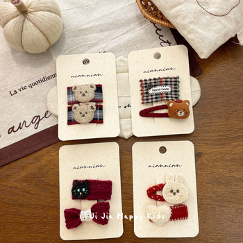 Rūpnieciski darināta auduma matu spraude sievietēm, Korejas stilā, BB spraudnis, sānu spraudnis, retro loku