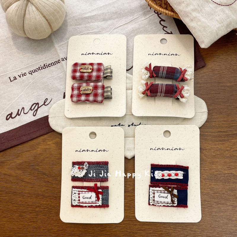 Rūpnieciski darināta auduma matu spraude sievietēm, Korejas stilā, BB spraudnis, sānu spraudnis, retro loku