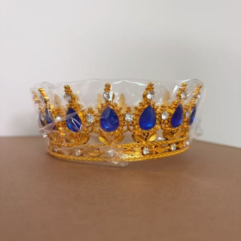Barokna plastična kruna tiara za žene s ametistnim kristalima, dizajn kapljice vode, 18k elektroplatiranje