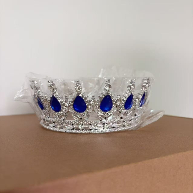 Barokna plastična kruna tiara za žene s ametistnim kristalima, dizajn kapljice vode, 18k elektroplatiranje