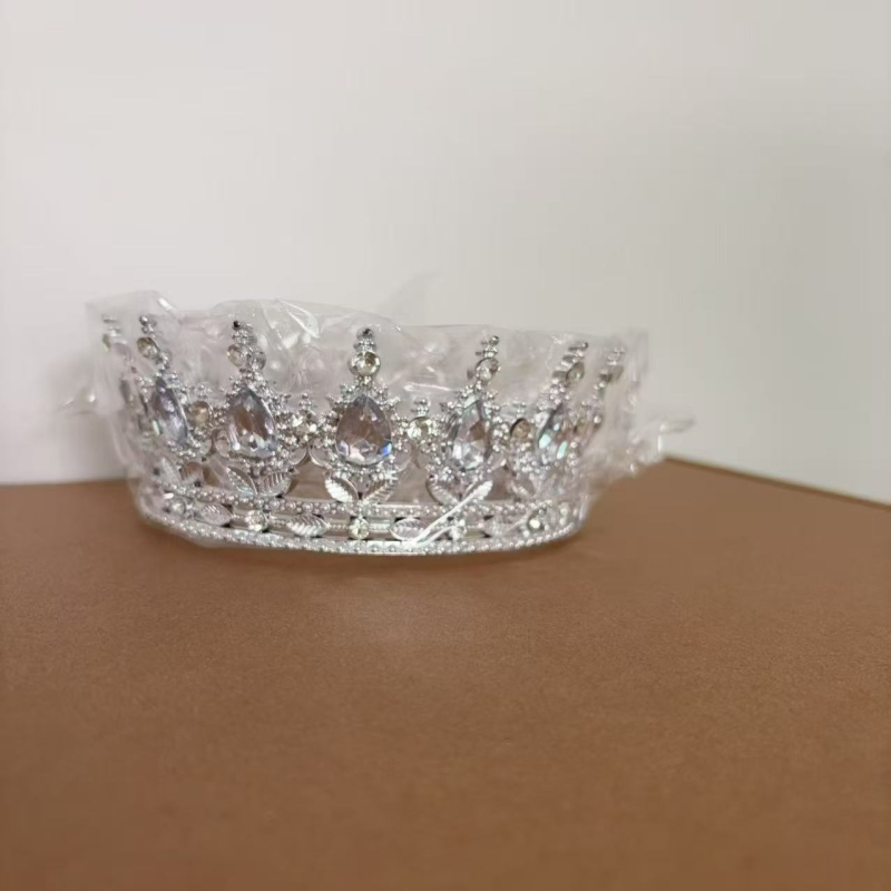 Barokna plastična kruna tiara za žene s ametistnim kristalima, dizajn kapljice vode, 18k elektroplatiranje